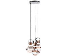 Homemania Lampada a Sospensione Atlantik Lampadario, da Soffitto, Multicolore in Vetro, Metallo, 35 x 35 x 120 cm, 3 x Max 40W, E27