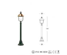 Lampioncino classico paletto luce da esterno grigio-rame 128cm
