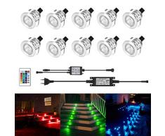 Kingwei RGBW Faretti LED incasso 10 Pezzi 6W Plafoniera da incasso Con telecomando IP67 Impermeabile Faretto da incasso Per esterno/interno, Cartongesso, Segnapasso, Patio, Passerella