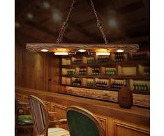 SXFYWYL Lampada a Sospensione da Bar in Stile Anni '70 con candelabro Industriale, lampadario in Legno e Soggiorno