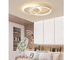 LED Plafoniera Soggiorno Dimmerabile Soffitto Lamp Moderno Tondo Annulus Designer Lampada a Sospensione con telecomando Cucina Métal acrilica Sala da pranzo Ufficio Deco Lampadari L55*W40cm