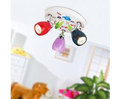 Birds plafoniera con 3 faretti e gufi, Ø 31 cm, con alogena 3 x GU10 50 W, Metall, verde