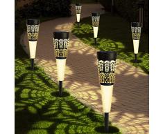 Lampada Solare Giardino Esterno,[2022 Nuova]Lampade da Esterno per Prato,Luci Solari IP65 impermeabile,LED Luci Solari del Paesaggio Decorativo per Cortile,Terrazzo,Villa,Walkways,Bianco Caldo,6 pezzi