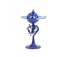 CRISTALICA Lampada ad olio con farfalla in vetro, Collezione Bloom, 15 cm, blu, lavorato a mano, vetro soffiato (ART GLASS powered