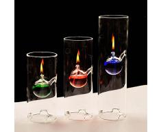 BOZHEN Lampada ad Olio di Vetro Trasparente Lampade ad Olio per Uso Interno Lampada di Cherosene Artigianale Moderna Luce Notturna di Illuminazione di Emergenza Squisite luci Decorative di fattura