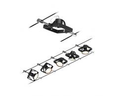 Paulmann CorDuo, sistema di cavi per faretti, 94434, set Mac II, massima CC 5 pezzi da 10 Watt l’uno, estensibile, cromato, opaco, cavi in plastica, GU 5,3, senza lampadine