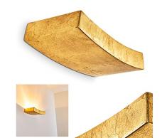 Lampada da parete Bochum in ceramica di colore oro - Applique murale dorata per interni semicircolare - Spot muro con attacco R7S 78mm max. 75 Watt