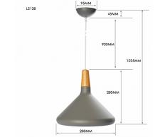 E27 Metallo e Legno Sospensione Lampadario Illuminazione Industriale Lampada a Sospensione Moderne Lampada A Sospensione Annata Industriale Alluminio e Legno Plafoniera da Soffitto (Grigio)