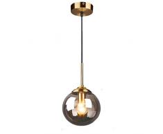 MZStech Globo di vetro industriale retrò Loft Lampada a sospensione, lampadario a grappolo Lampada a sospensione infisso Raccordi in ottone (Grigio)