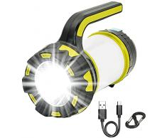 COMBLU Luce da campeggio ricaricabile, torcia da campeggio 6 modalità di luce, impermeabile IPX4, torcia perfetta per uragani, emergenza, interruzioni di corrente, cavo USB incluso