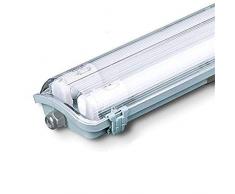 Plafoniera Tubi LED 2X18W, Bianco Freddo 6400K Tubi Inclusi Ip65 120Cm