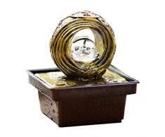 Fontane Feng Shui 6.3 Fontana di acqua interna con pompa rotonda di rame moneta doro decorazioni sfera di cristallo e base da tavolo Fontana Home Office Desktop fortunato decorazione di arte, resina