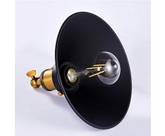 Lampada da Parete Industriale Vintage ⌀220 mm Applique Retrò Lampada da soffitto Orientabile 240º Angolo di Illuminazione a Parete, Nero (A)