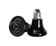 Bonlux E27 75W Lampadina riscaldante in ceramica Lampada riscaldante in ceramica nera 220-240V Lampada a infrarossi riscaldante per pulcino rettile tartaruga cucciolo coniglio terrurium (2 pezzi)