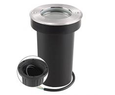 URing Faretto da incasso a LED orientabile IP67 attacco GU10 Faretti da Pavimento, 230V rotonde Luci da incasso a pavimento da Segnapasso esterno lampada da terra, 30cm cavo preinstallato