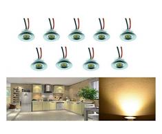 Faretto LED 1 Watt, Punto Luce Incasso 1 LED, Segnapassi Luce Fredda Esterno, 9 Pezzi