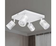 Kimjo Lampada Faretti da Soffitto Orientabili, Faretti Orientabili Parete Bianco, Plafoniera a 4 Fiamme GU10, Lampadario Faretti Led Soffitto per Soggiorno Corridoio, Max. 50W Senza Lampadina