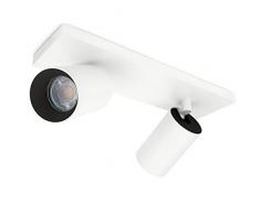 SSC-LUXon ALVO - Plafoniera con 2 faretti in bianco e nero, per 2 lampadine GU10 (sostituibili) – Spot girevole e orientabile