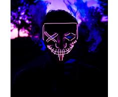 Halloween LED Maschere, Maschera di Spurgo a LED, 3 Modalità di Illuminazione, Maschere Luminose per Adulti e Bambini, Maschere Notte del Giudizio, Maschera Horror a LED per Halloween, Cosplay e Feste
