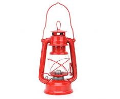 Tissting Lampada ad Olio Vetro Ferro Classico Stile retrò Storico Atmosfera Culturale Lampada a Cherosene Regalo di Compleanno Festa Lampada Lanterna Uragano(Rosso)