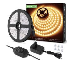 Lepro Striscia LED 5M 300LED SMD2835 Dimmerabile, LED Strisce 15W 1200LM Bianco Caldo 3000K, Luce Nastro Luminoso per Decorazione Interna, Kit Completo Connettori e Alimentatore e Interruttore Dimmer