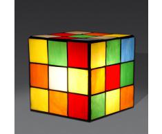 Arte dal Mondo Tiffany Lampada da Comodino Cubo Rubik, Vetro, Multicolore, 15 x 15 x 15 cm