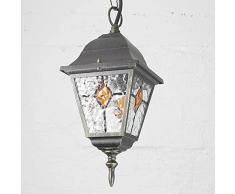 Licht-Erlebnisse Lampada da esterno a sospensione vintage Salzburg in oro antico stile Tiffany E27 lanterna da esterno ideale per cortile balcone giardino