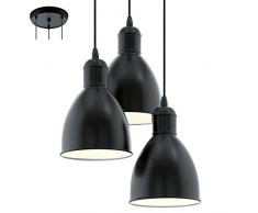 Eglo 49465 a + + to e, lampada a sospensione, acciaio inox, E27, Nero/Bianco, 32.5 x 32.5 x 110 cm