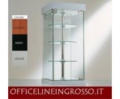 VETRINA DA BANCO 31x31x74 cm CRISTALLI TEMPERATI CON RIPIANI GIREVOLI - FARETTI ALOGENI E BASE A SPECCHIO made in Italy