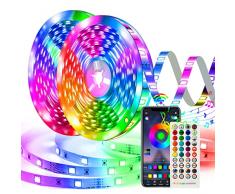 TVLIVE Striscia LED 30 Metri, Bluetooth RGB Strisce LED, Controllo App e Telecomando IR, Musica Strip Led, Luci led Colorati per Camera da Letto Decorazioni (2 x 15 Metri)