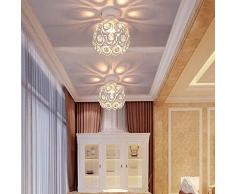 E27 Plafoniera in Cristallo Metallico, Moderno Lampadario Da Soffitto Creativa Paralume 20cm Bianco Per Corridoio Scale Ingresso Camera da Letto per Bambini