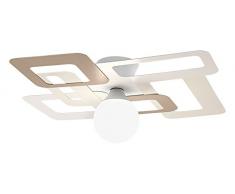 GIBAS Kuadra Lampada da Parete o Soffitto, E27, 60 watts, Latte/Miele, 40x40x8 cm