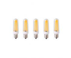 Liyuzhu Dimmerabile E14 Base LED Light Bulb, Lampadario Filamento COB, 4W (equivalente alogeno 40W), 350LM, 3000K / 6000K, AC200-240V E14 Lampadine for Illuminazione Domestica, 5-Pack