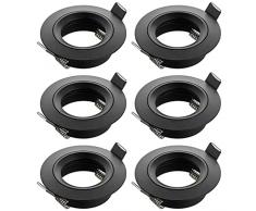 SEBSON 6x Faretti LED da incasso per Cartongesso rotondi, con portalampada GU10 - Foro di montaggio ø65mm, alluminio nero