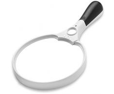 Fancii Lente Ingrandimento Extra Grande con Luce LED, 2X 4X 10X - Lente dingrandimento Jumbo per Lettura di Libri, Giornali, Mappe, Monete e Gioielli