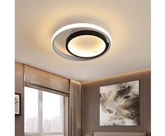 Toolight Plafoniera Rotonda Moderna, 28W Lampada da Soffitto in Acrilico, Lampadario Soffitto 3000K Luce Calda per Camera da Letto, Cucina, Soggiorno, Corridoio, Ufficio (Bianco e Nero)