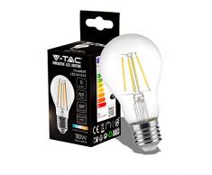 V-TAC Lampadina LED a Filamento con Attacco E27 12W (Equivalenti a 100W) A60 - 1521 Lumen - Massima Efficienza e Risparmio Energetico - 3000K Luce Bianca Calda, VT-2133
