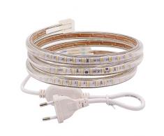 XUNATA Striscia LED, 2m, Luce Bianco Caldo, 220V SMD 3014, 120 LEDs/m, IP67 Impermeabile, Flessibile Striscia a LED Moderno per Cucina Scala Soffitto Tetto