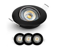 E EMOS Exclusive Faretti LED da Incasso per Cartongesso 5W / 450 Lumen | Faretti da Incasso 3000K Luce Bianco Caldo - Set di 3 pezzi Spot LED Orientabili a 50°, Rotondi e Ultra Piatti in Nero