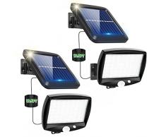 Luci Solari Esterno, Faretti Solari a LED da Esterno, [2 Pezzi/3 Modalità/56 LED] Luce Solare LED Esterno, Faretto LED da Esterno con Sensore di Movimento, Lampada Solare Esterno per Giardino Garage