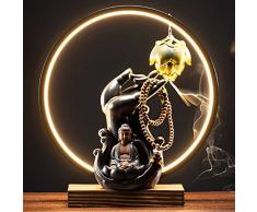 Buddha Bruciatore Incenso, Fontanella Zen Con Luce A Led Incenso In Ceramica Fatto A Mano, Fontana A Cascata Statua DArte Ornamenti Per LArredamento Della Casa E DellUfficio