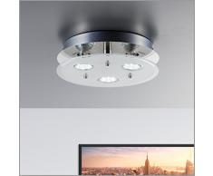 Plafoniera LED da soffitto I lampada moderna a soffitto per l’illuminazione da interno I 3 luci rotonde, bianche, fisse I corpo metallo e vetro, color nickel opaco I incl. 3 lampadine da 3 W I 230 V I GU10 I IP20