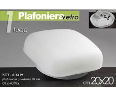 PLAFONIERA QUADRATA APPLIQUE IN VETRO DA SOFFITTO 1 LUCE 20 * 20 CM