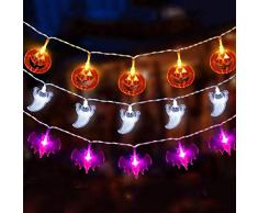 Luci di Stringa di Halloween, BoloShine 3 Pezzi Luci Della Stringa Della Zucca Della Decorazione Di Halloween, Impermeabili Catena Luminosa di Ragno Fantasma per Natale Matrimonio Festa