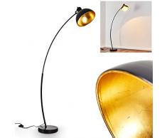 Lampada da terra Parola in metallo di colore nero/oro - Piantana vintage - Luce a stelo stile retro con interruttore di piede sul cavo - Attacco 1 x E27