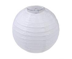 Demiawaking Lanterna di Carta da Appendere Paralume Carta Lanterna Cinese Rotonda Fai da Te Decorazioni per Matrimoni, Compleanni, Feste di Nascita,Battesimo (Bianco, 25 CM)