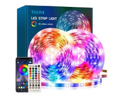 Striscia LED 10M, RGB 5050 Luci LED Cambia Colore, APP Bluetooth e Telecomando a 40 Tasti, Sincronizzazione Musica e Timer, Decorazione Strisce LED per Camera da Letto, Feste (5M*2)