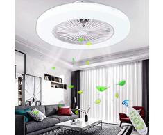 XINS Ventilatori da Soffitto con Lampada LED Fan Plafoniera 72W Ventilatore Invisibile Creativo 3 velocità con Telecomando Dimmerabile Decorazione Dinterni Illuminazione,Bianca