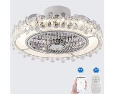 LED Ventilatore A Soffitto Con Lampada Moderno Invisibile Cristallo Fan Plafoniera Velocità Del Vento Regolabile Ventilatore A Soffitto Con Luci LED Dimmerabile Plafoniera Con Fan Illuminazione (B)