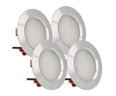 LEDLUX 4 Pezzi Mini Faretto Led Da Incasso Rotondo Slim 3W DC 12V 24V Foro 50mm Per Luci Cucina Bagno Camper (Argento, 4500K)